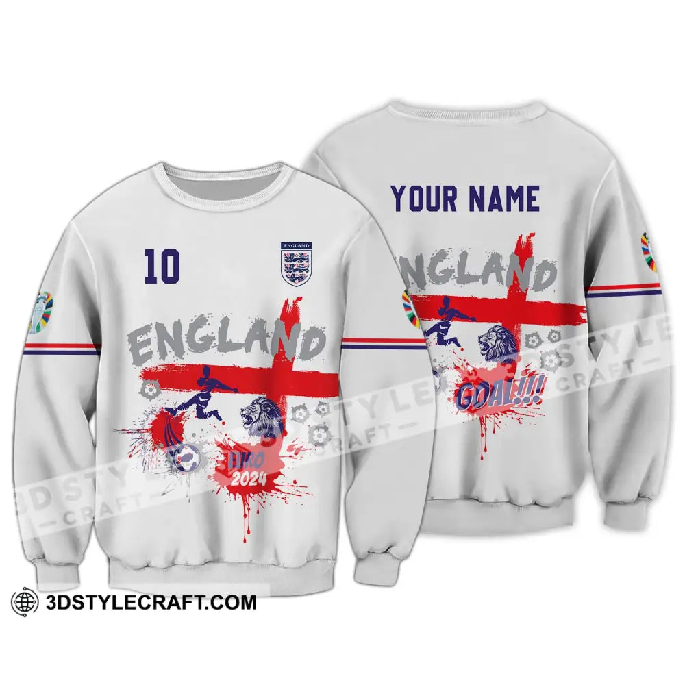 Unisex Shirt - Custom Name And Number England Euro 2024 Team Flag Color Long Sleeve / S T-Shirt