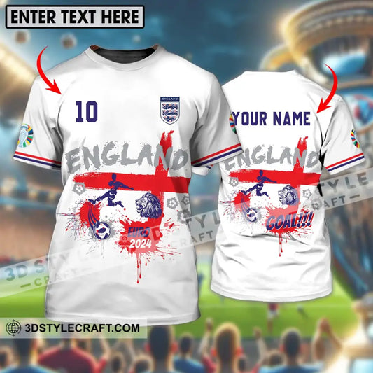 Unisex Shirt - Custom Name And Number England Euro 2024 Team Flag Color T-Shirt