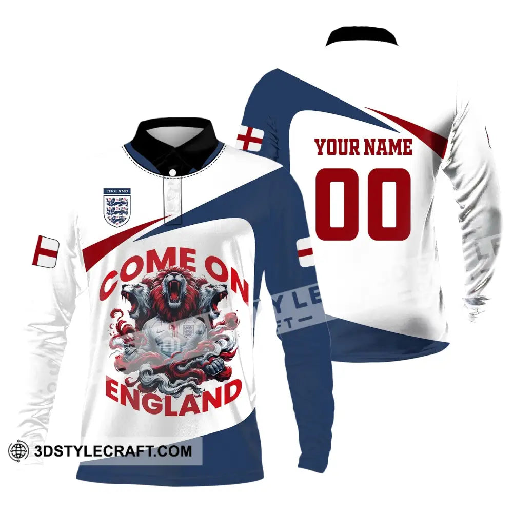 Unisex Shirt Custom Name And Number England Football Come On Polo Long Sleeve / S T-Shirt