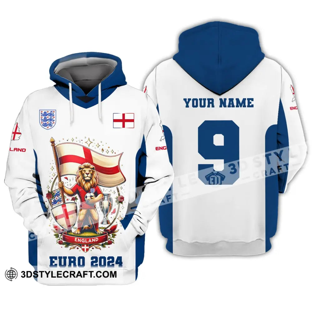 Unisex Shirt Custom Name And Number England Football Euro 2024 Polo Long Sleeve Hoodie / S T-Shirt