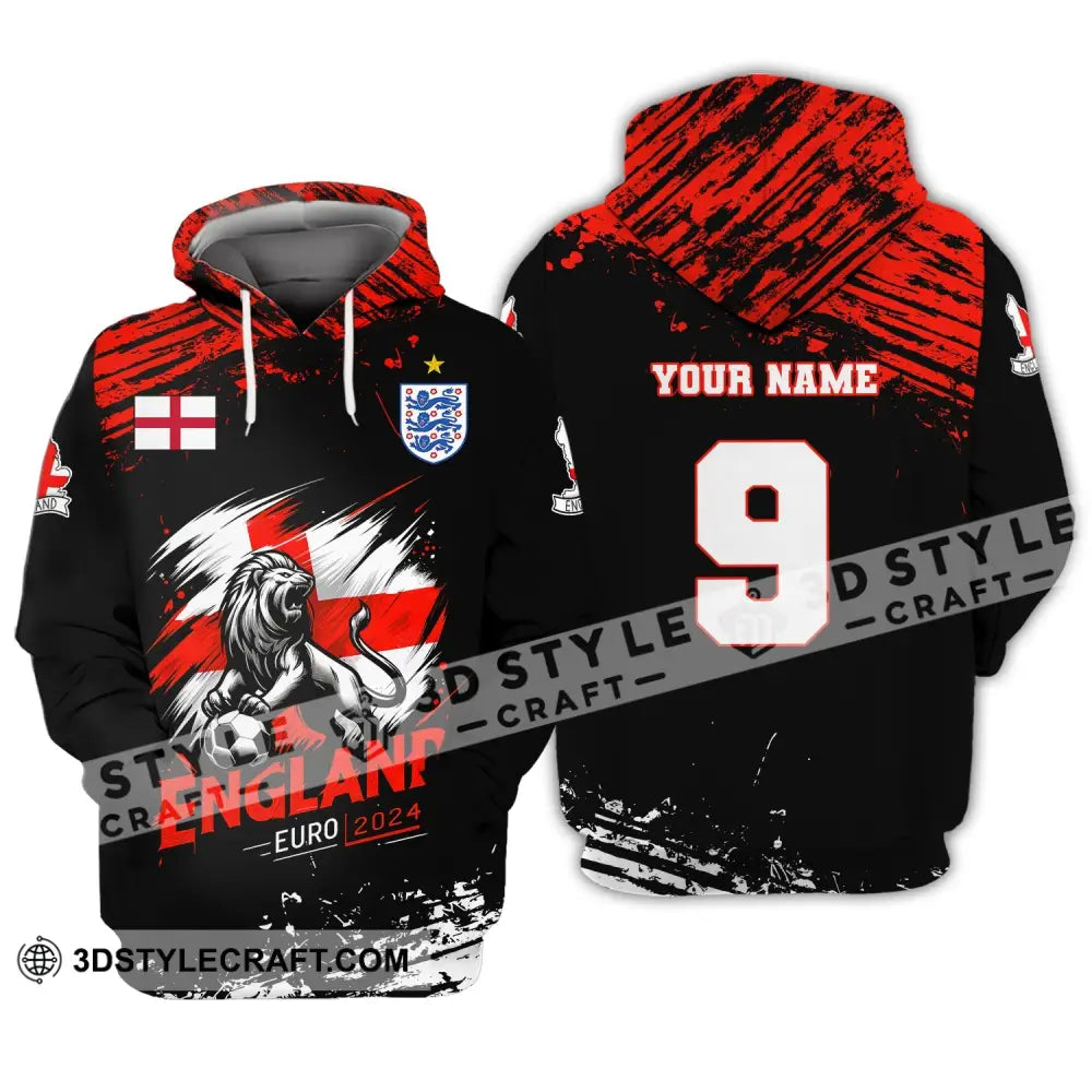 Unisex Shirt Custom Name And Number England Football Euro 2024 Polo Long Sleeve Hoodie / S T-Shirt