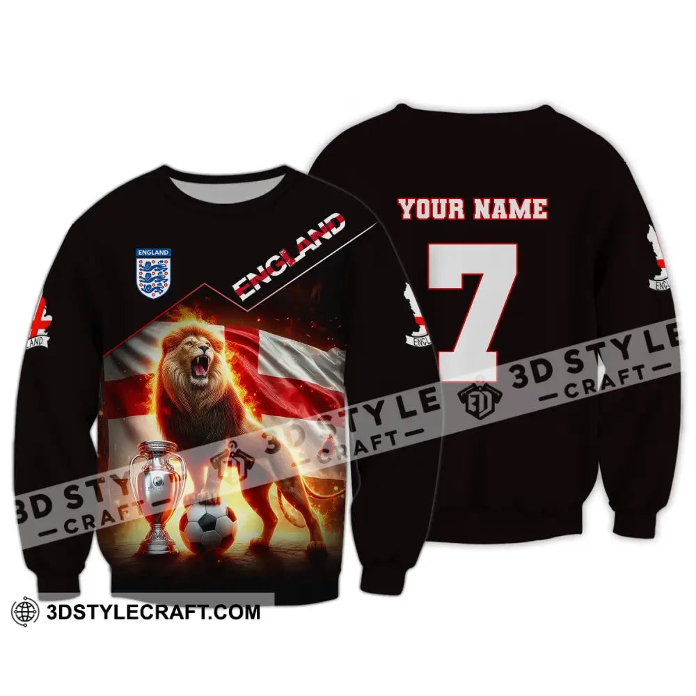 Unisex Shirt Custom Name And Number England Football Euro 2024 Polo Long Sleeve / S T-Shirt