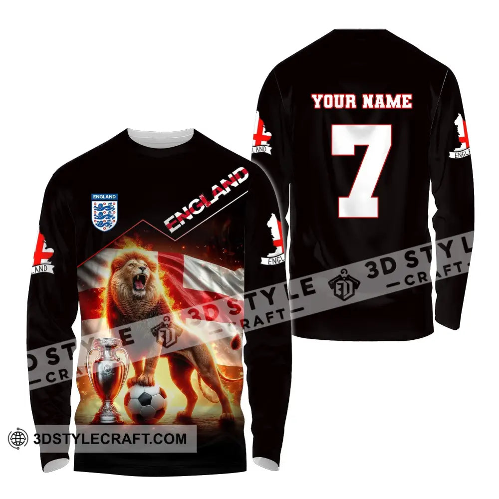 Unisex Shirt Custom Name And Number England Football Euro 2024 Polo Long Sleeve / S T-Shirt