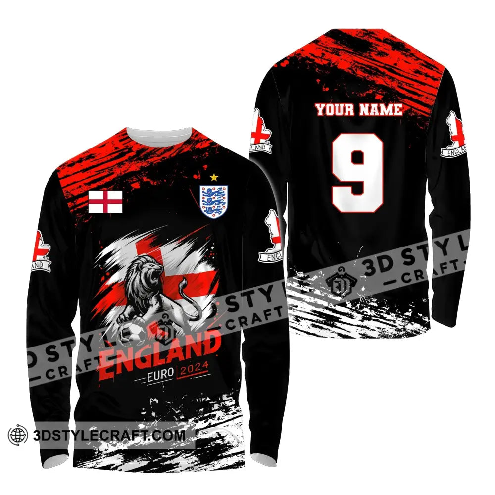 Unisex Shirt Custom Name And Number England Football Euro 2024 Polo Long Sleeve / S T-Shirt