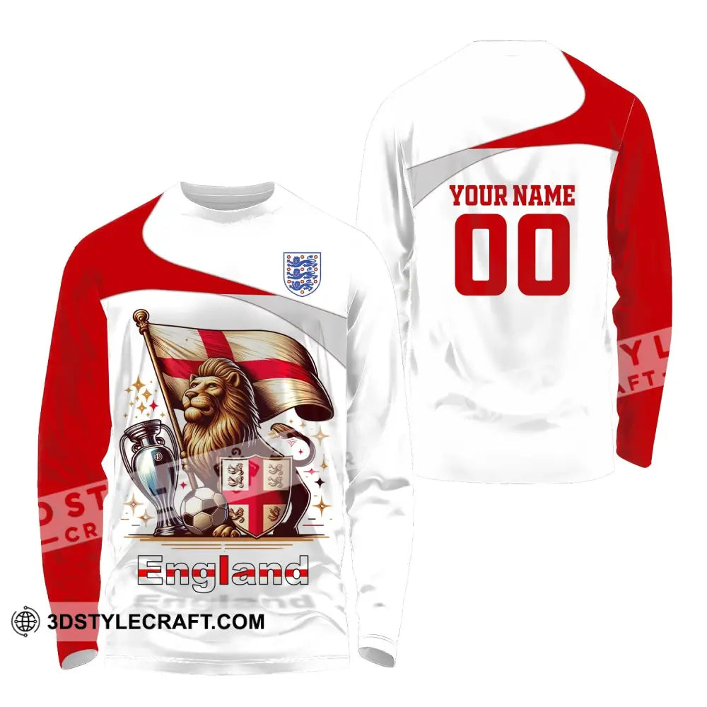 Unisex Shirt Custom Name And Number England Football Euro 2024 Polo Long Sleeve / S T-Shirt