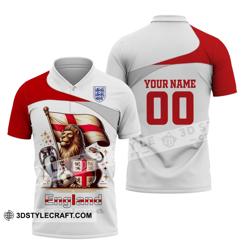 Unisex Shirt Custom Name And Number England Football Euro 2024 Polo Long Sleeve / S T-Shirt