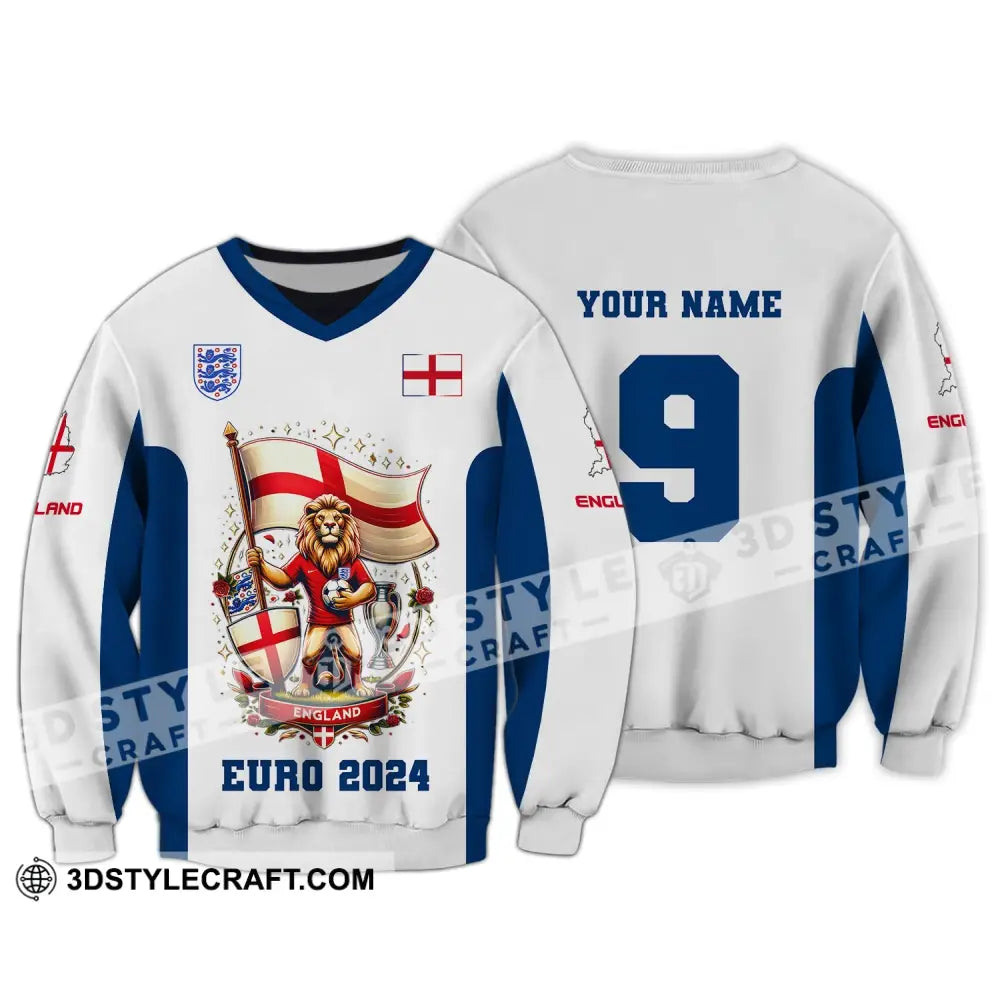 Unisex Shirt Custom Name And Number England Football Euro 2024 Polo Long Sleeve / S T-Shirt