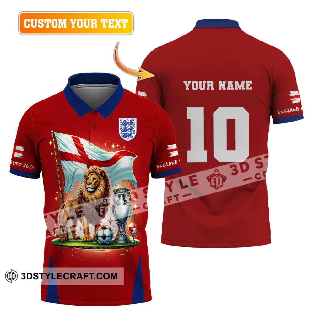 Unisex Shirt Custom Name And Number England Football Euro 2024 Polo Long Sleeve T-Shirt