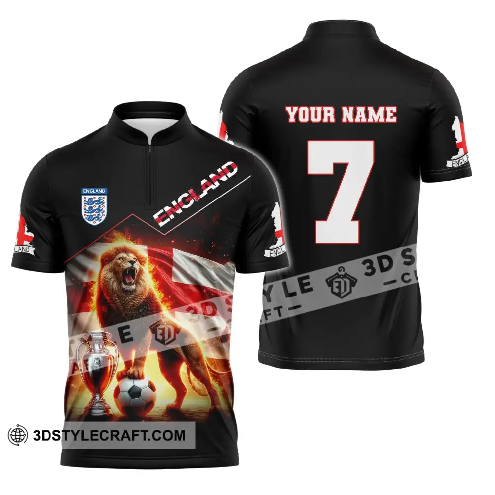 Unisex Shirt Custom Name And Number England Football Euro 2024 Polo Long Sleeve Zipper / S T-Shirt