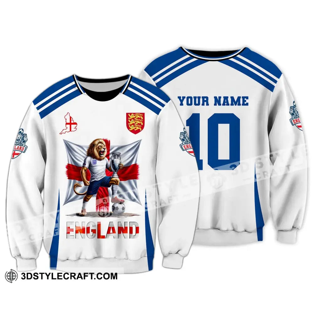 Unisex Shirt Custom Name And Number England Football Polo Long Sleeve Euro 2024 / S T-Shirt