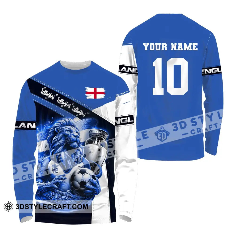 Unisex Shirt Custom Name And Number England Football Polo Long Sleeve Euro 2024 / S T-Shirt