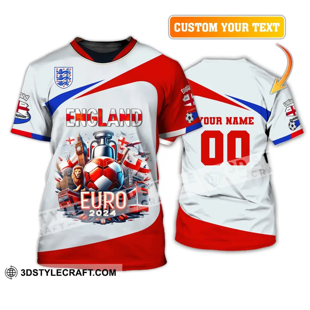 Unisex Shirt Custom Name And Number England Football Polo Long Sleeve Euro 2024 T-Shirt