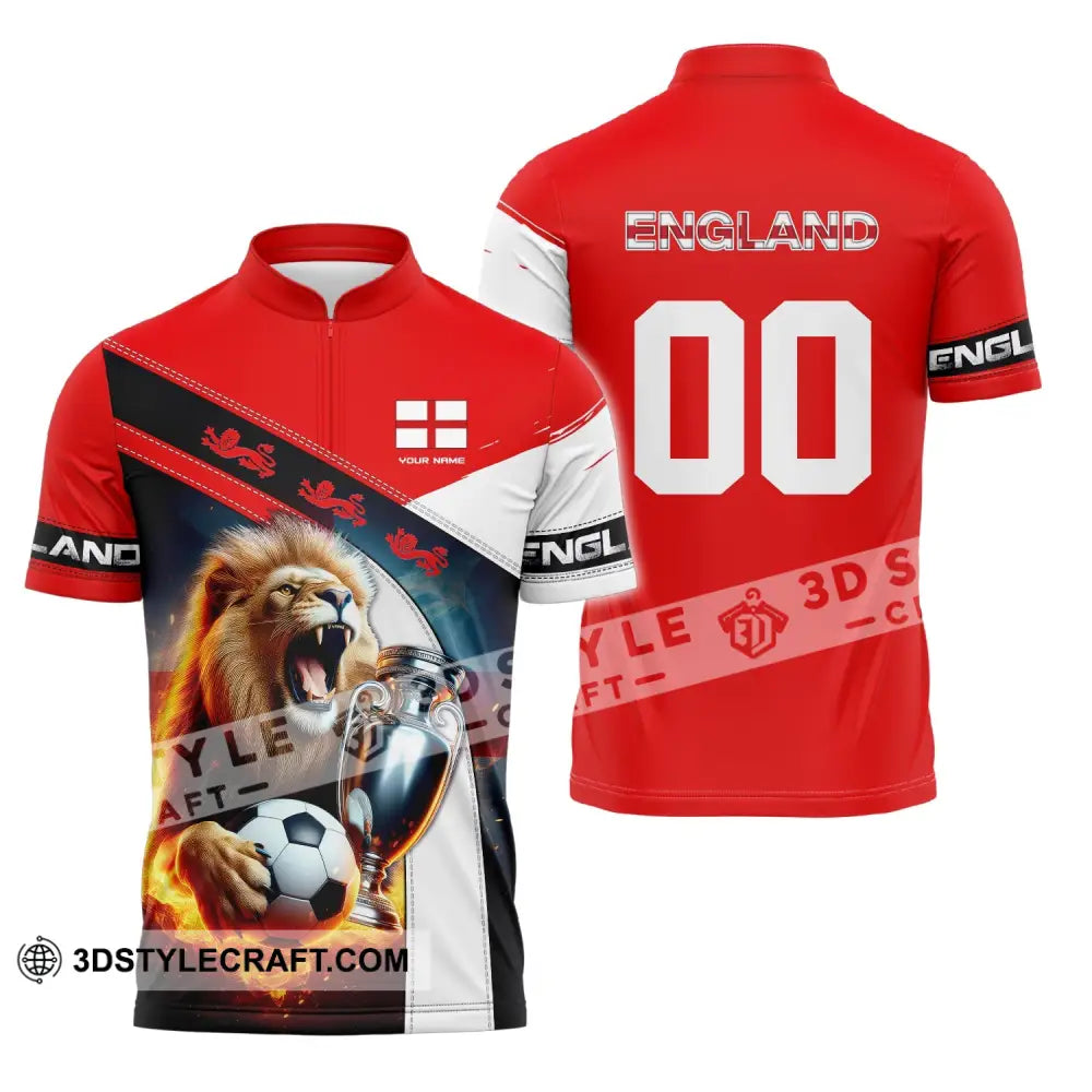 Unisex Shirt Custom Name And Number England Football Polo Long Sleeve Euro 2024 Zipper / S T-Shirt