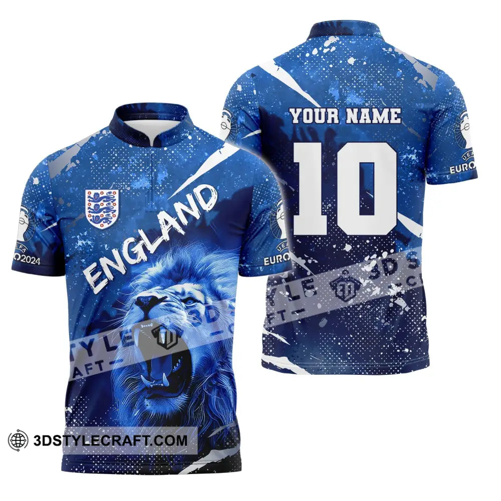 Unisex Shirt Custom Name And Number England Football Polo Long Sleeve Euro 2024 Zipper / S T-Shirt