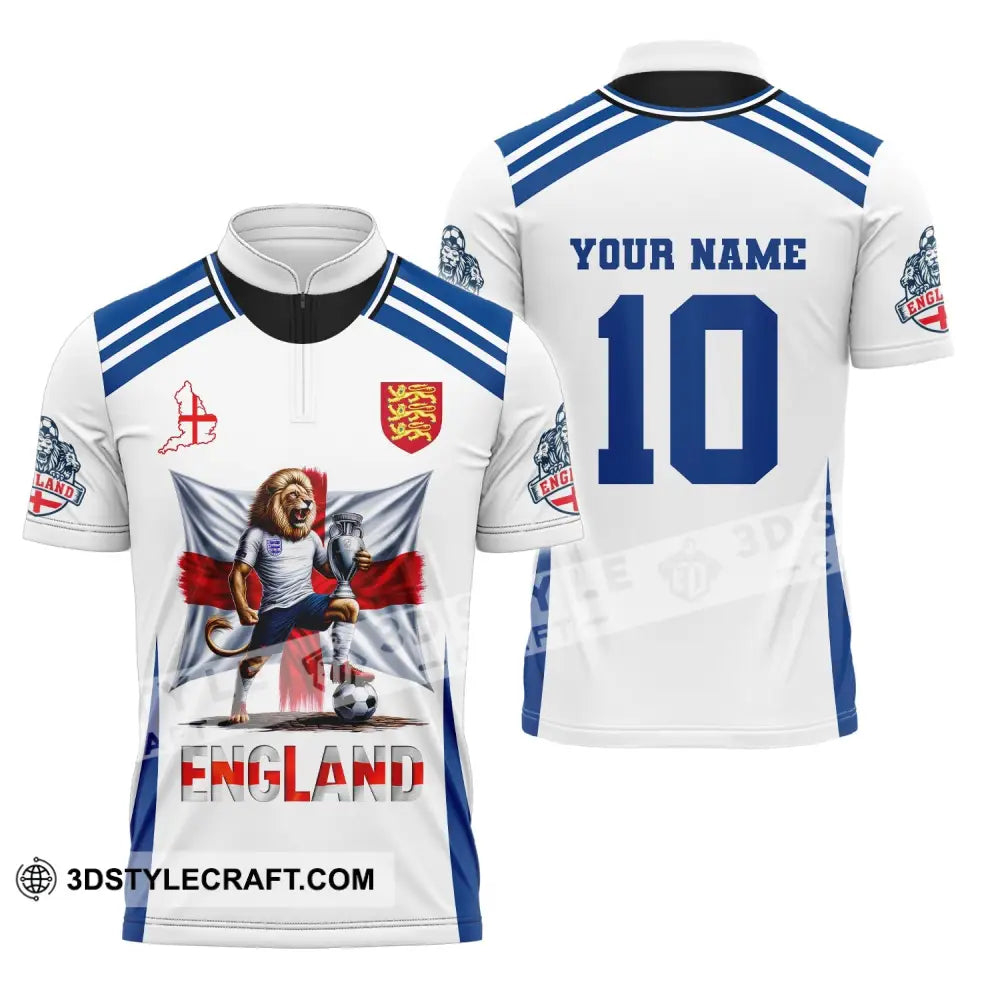 Unisex Shirt Custom Name And Number England Football Polo Long Sleeve Euro 2024 Zipper / S T-Shirt