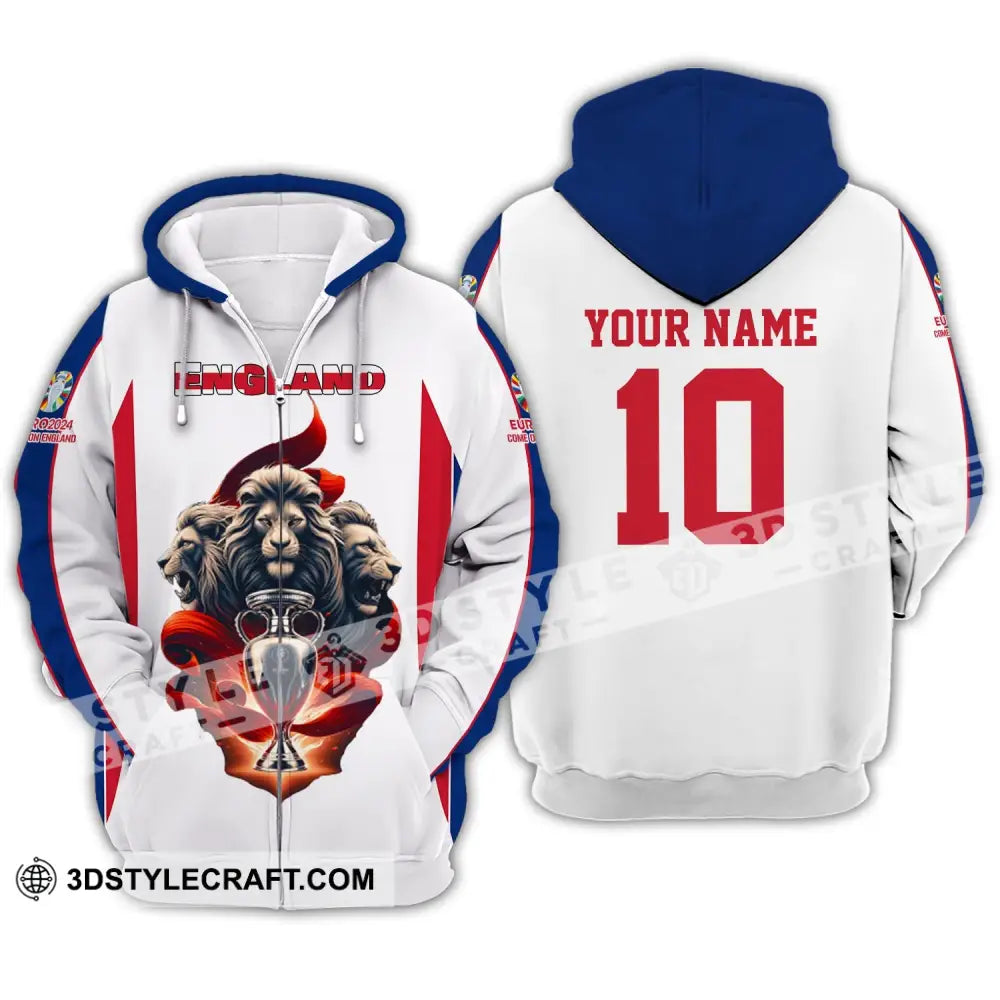 Unisex Shirt - Custom Name And Number England National Team Euro 2024 Zipper Hoodie / S T-Shirt