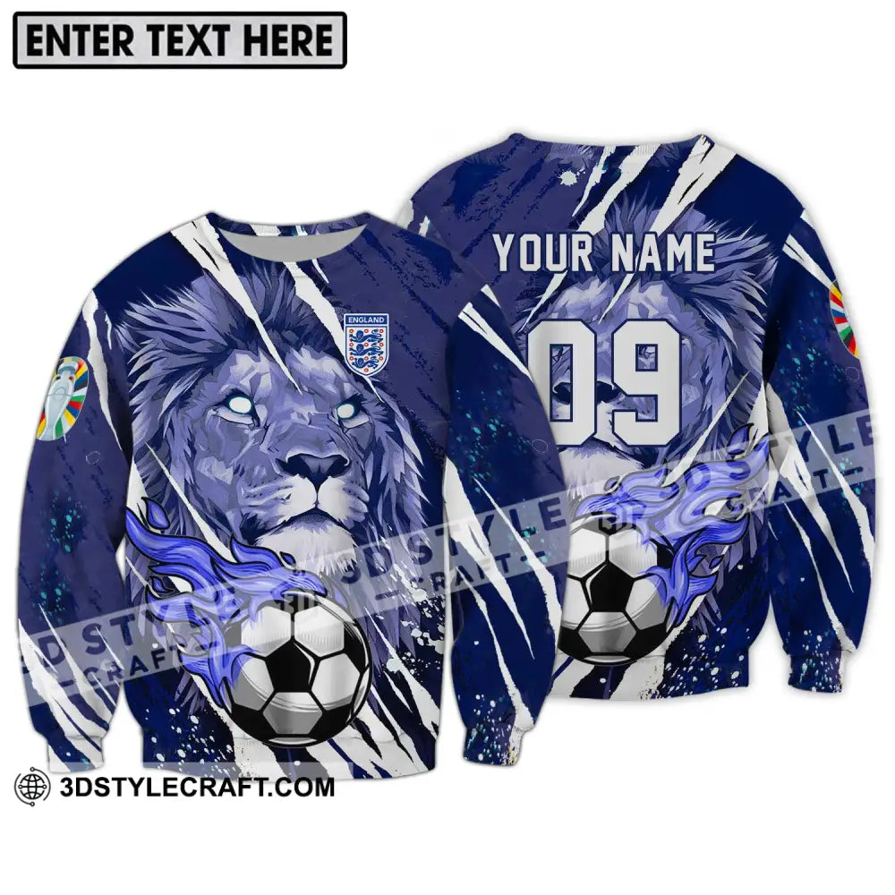 Unisex Shirt - Custom Name And Number England Team Lion Ball Long Sleeve / S T-Shirt