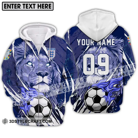 Unisex Shirt - Custom Name And Number Shirt, England Team Lion Ball style option 2