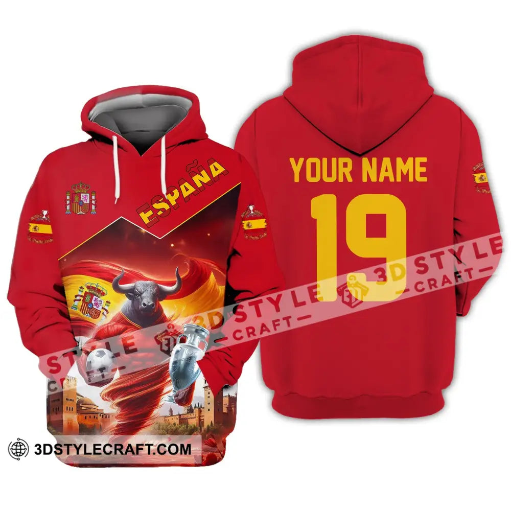 Unisex Shirt Custom Name And Number España Football Polo Euro 2024 Espana Hoodie Long Sleeve / S