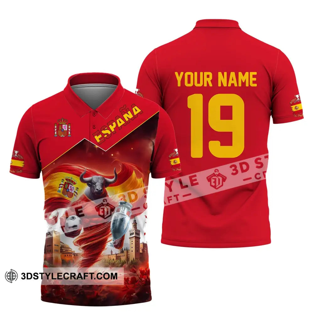 Unisex Shirt Custom Name And Number España Football Polo Euro 2024 Espana Hoodie Long Sleeve / S