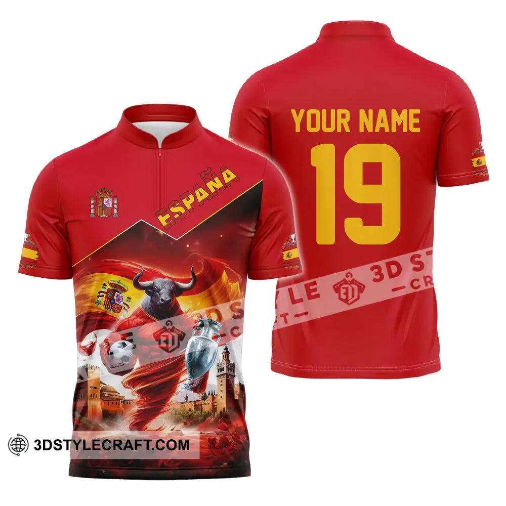 Unisex Shirt Custom Name And Number España Football Polo Euro 2024 Espana Hoodie Long Sleeve