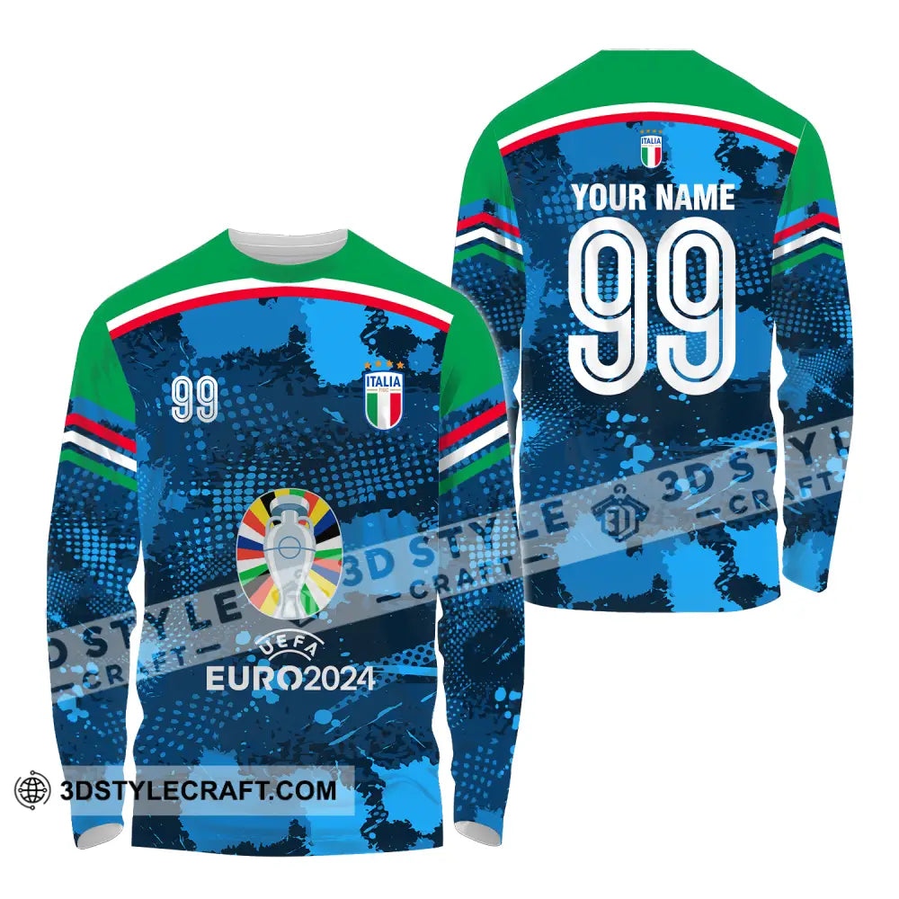 Unisex Shirt - Custom Name And Number Euro 2024 Cup Italia National Team Long Sleeve / S T-Shirt