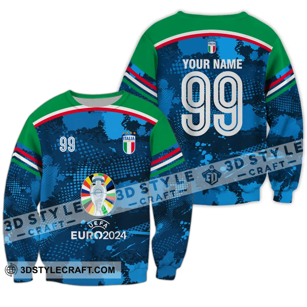 Unisex Shirt - Custom Name And Number Euro 2024 Cup Italia National Team Long Sleeve / S T-Shirt