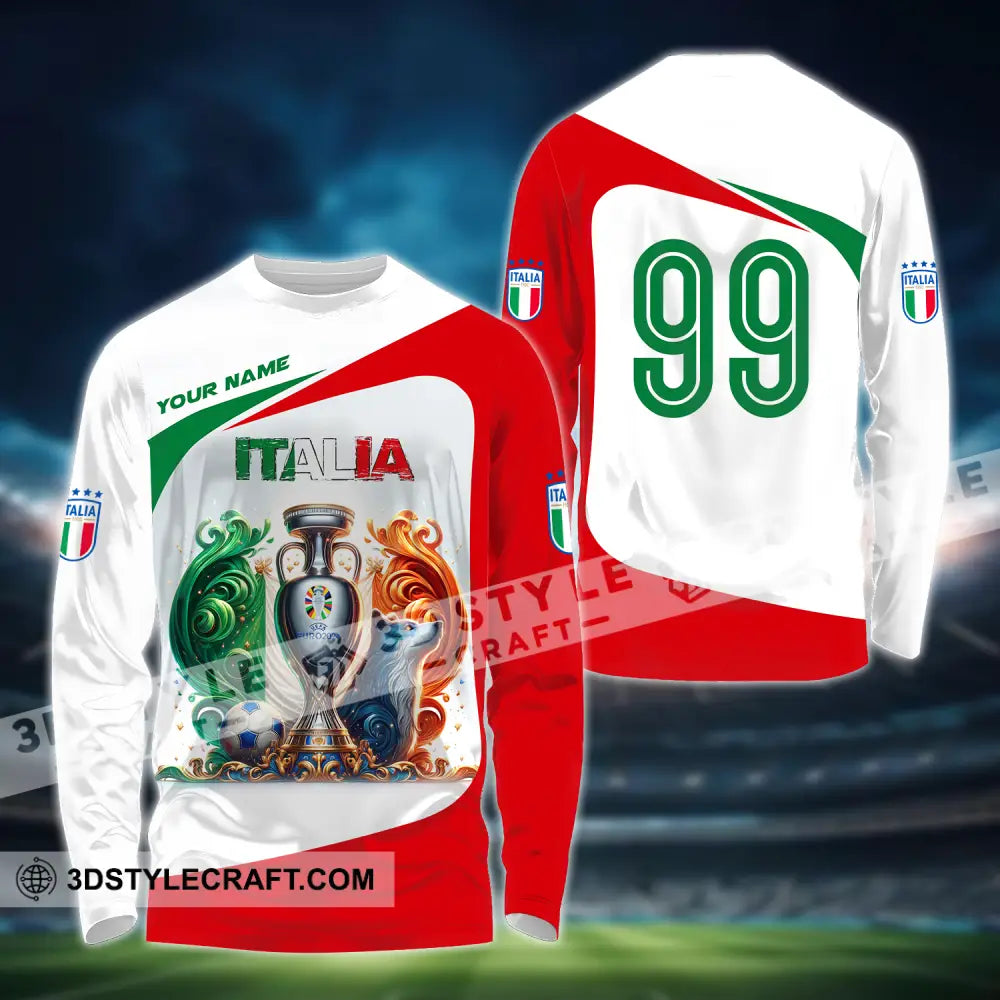 Unisex Shirt - Custom Name And Number Euro 2024 Cup Italia National Team Long Sleeve / S T-Shirt