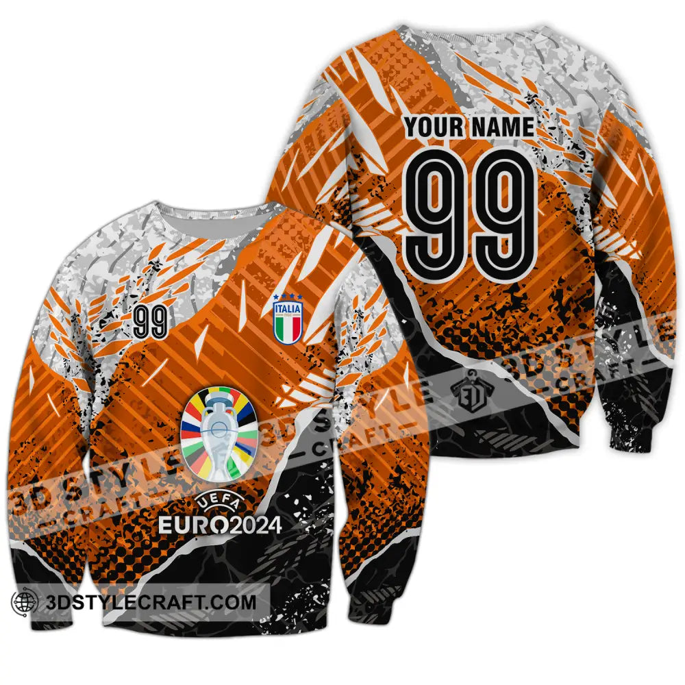 Unisex Shirt - Custom Name And Number Euro 2024 Cup Italia National Team Long Sleeve / S T-Shirt