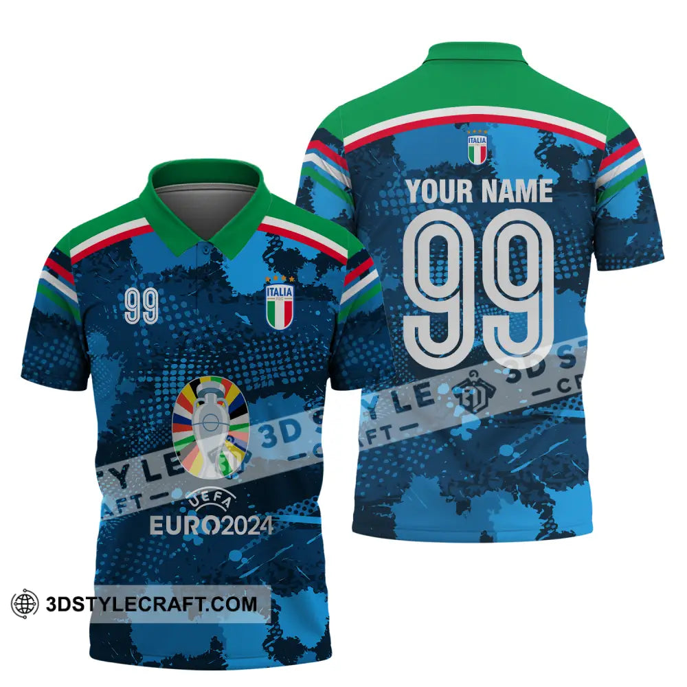 Unisex Shirt - Custom Name And Number Euro 2024 Cup Italia National Team Polo / S T-Shirt