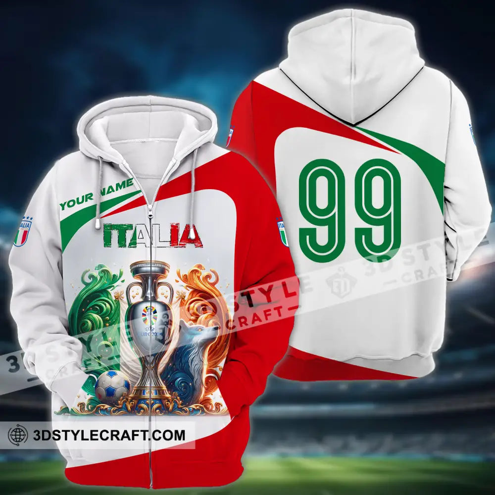 Unisex Shirt - Custom Name And Number Euro 2024 Cup Italia National Team Zipper Hoodie / S T-Shirt