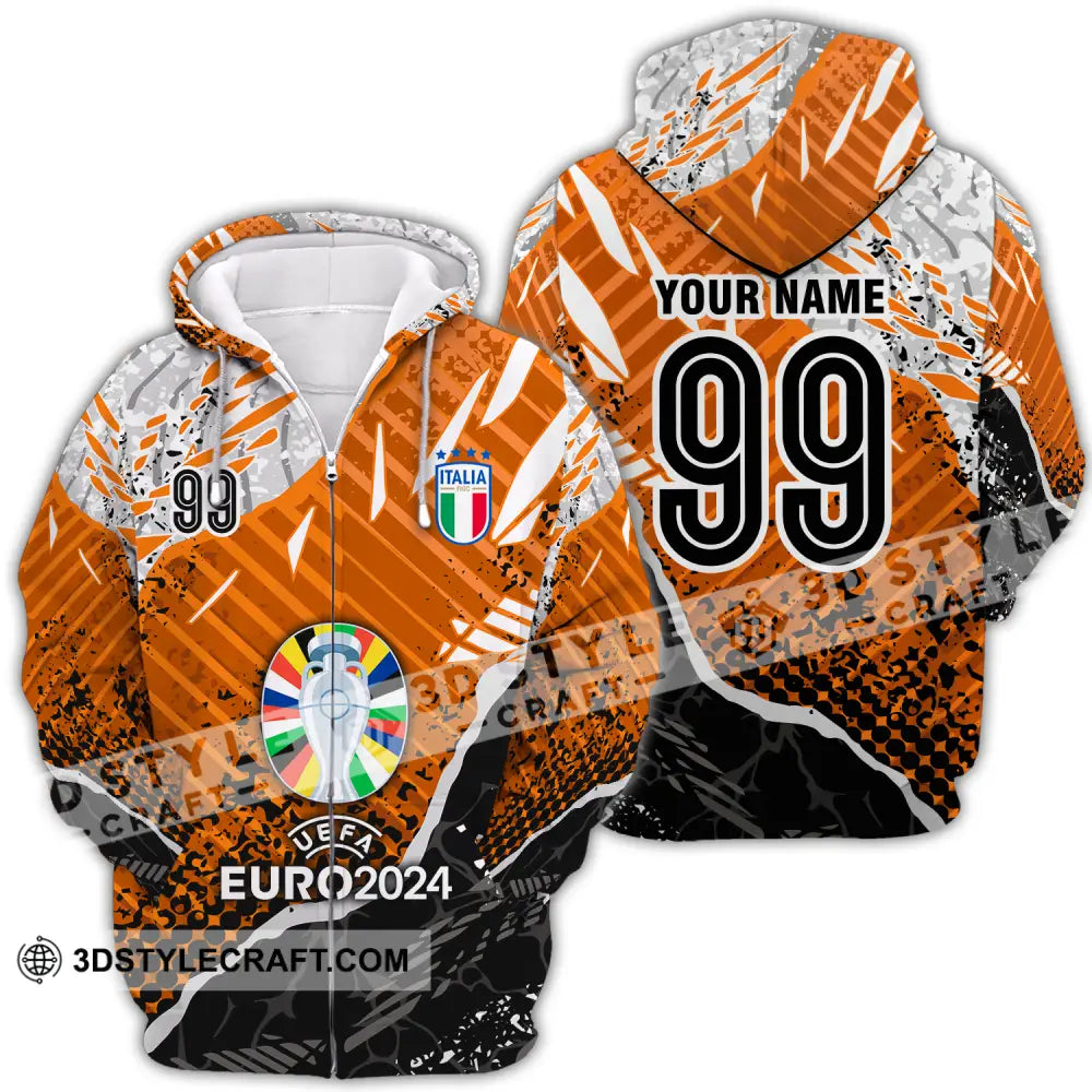 Unisex Shirt - Custom Name And Number Euro 2024 Cup Italia National Team Zipper Hoodie / S T-Shirt