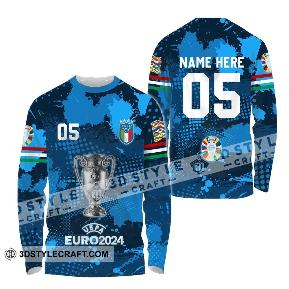 Unisex Shirt - Custom Name And Number Euro 2024 Cup Of Italia National Team Long Sleeve / S T-Shirt