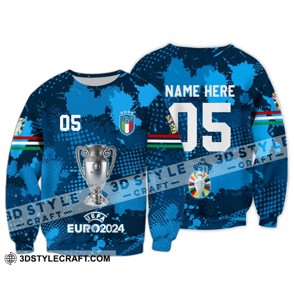 Unisex Shirt - Custom Name And Number Euro 2024 Cup Of Italia National Team Long Sleeve / S T-Shirt