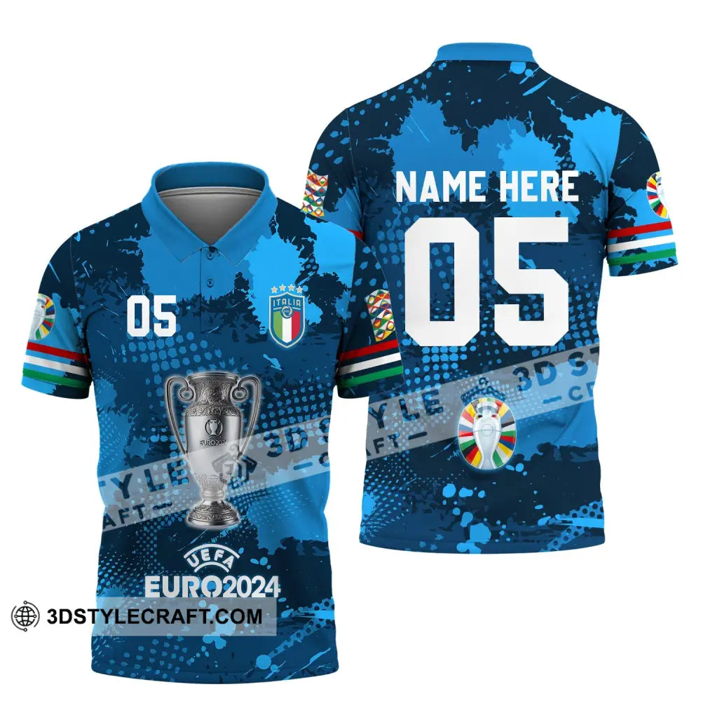 Unisex Shirt - Custom Name And Number Euro 2024 Cup Of Italia National Team Polo / S T-Shirt