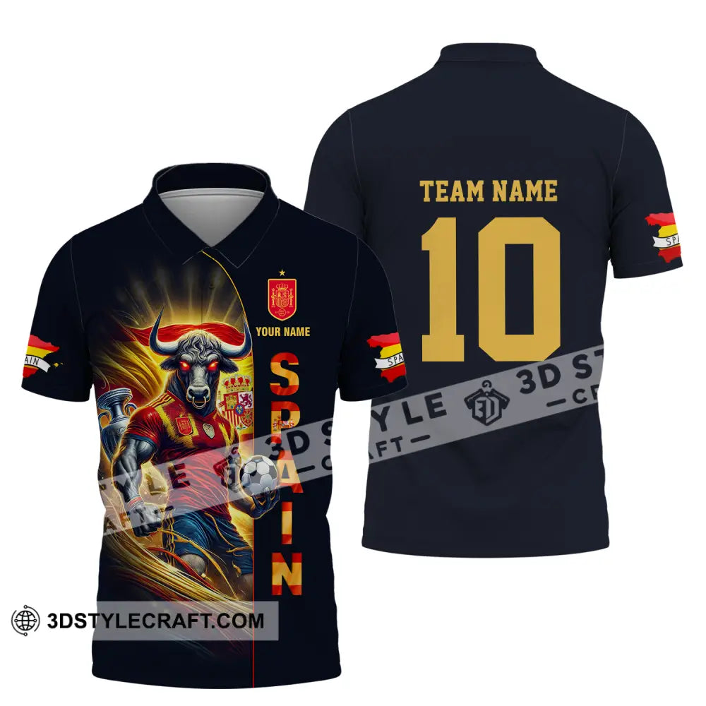 Unisex Shirt - Custom Name And Number Euro 2024 Cup Spain Team Polo / S T-Shirt