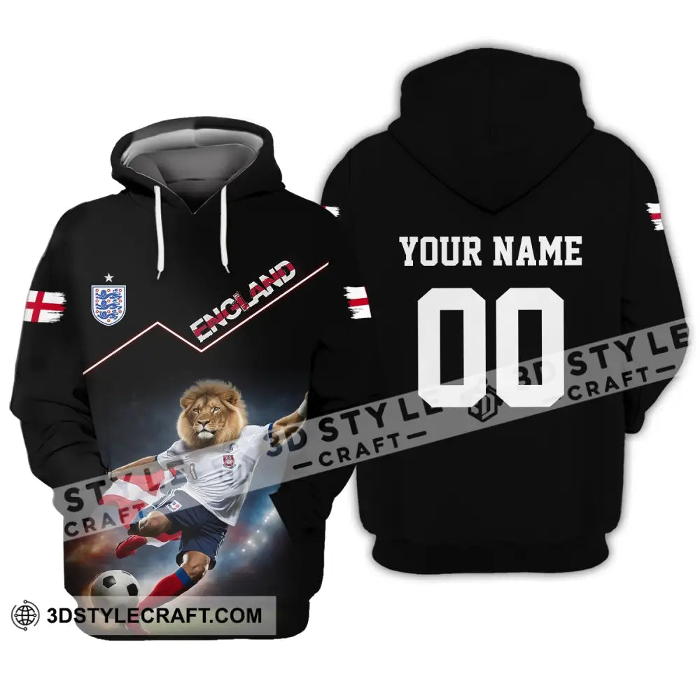 Unisex Shirt - Custom Name And Number Euro 2024 England Lion Hoodie / S T-Shirt