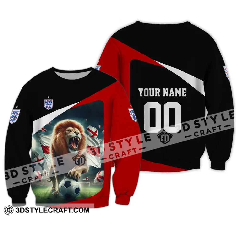 Unisex Shirt - Custom Name And Number Euro 2024 England Lion Line Long Sleeve / S T-Shirt