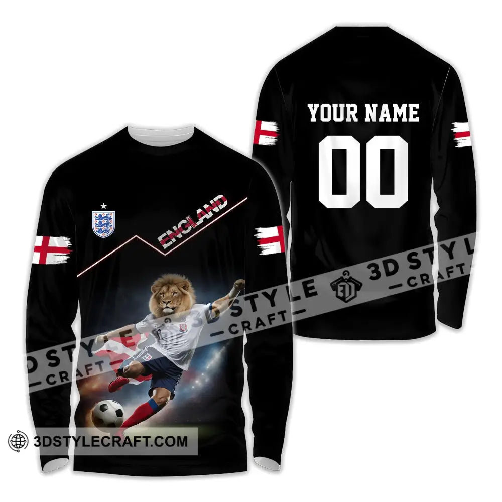 Unisex Shirt - Custom Name And Number Euro 2024 England Lion Long Sleeve / S T-Shirt