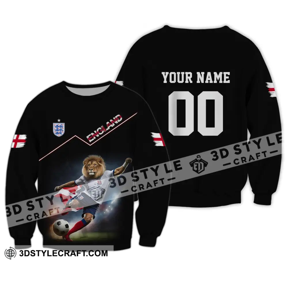 Unisex Shirt - Custom Name And Number Euro 2024 England Lion Long Sleeve / S T-Shirt