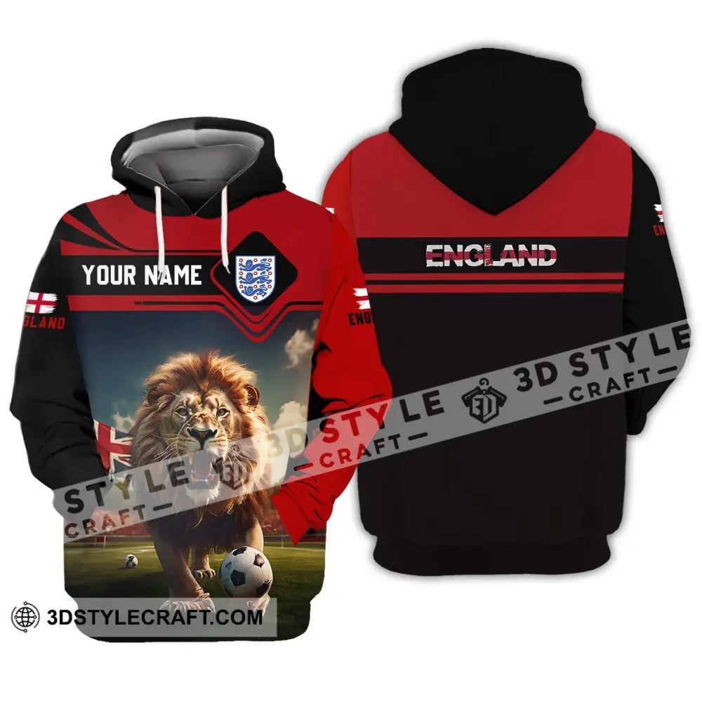 Unisex Shirt - Custom Name And Number Euro 2024 England Team Lover Lion Hoodie / S T-Shirt