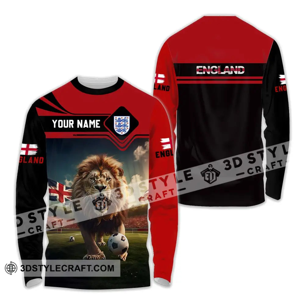 Unisex Shirt - Custom Name And Number Euro 2024 England Team Lover Lion Long Sleeve / S T-Shirt