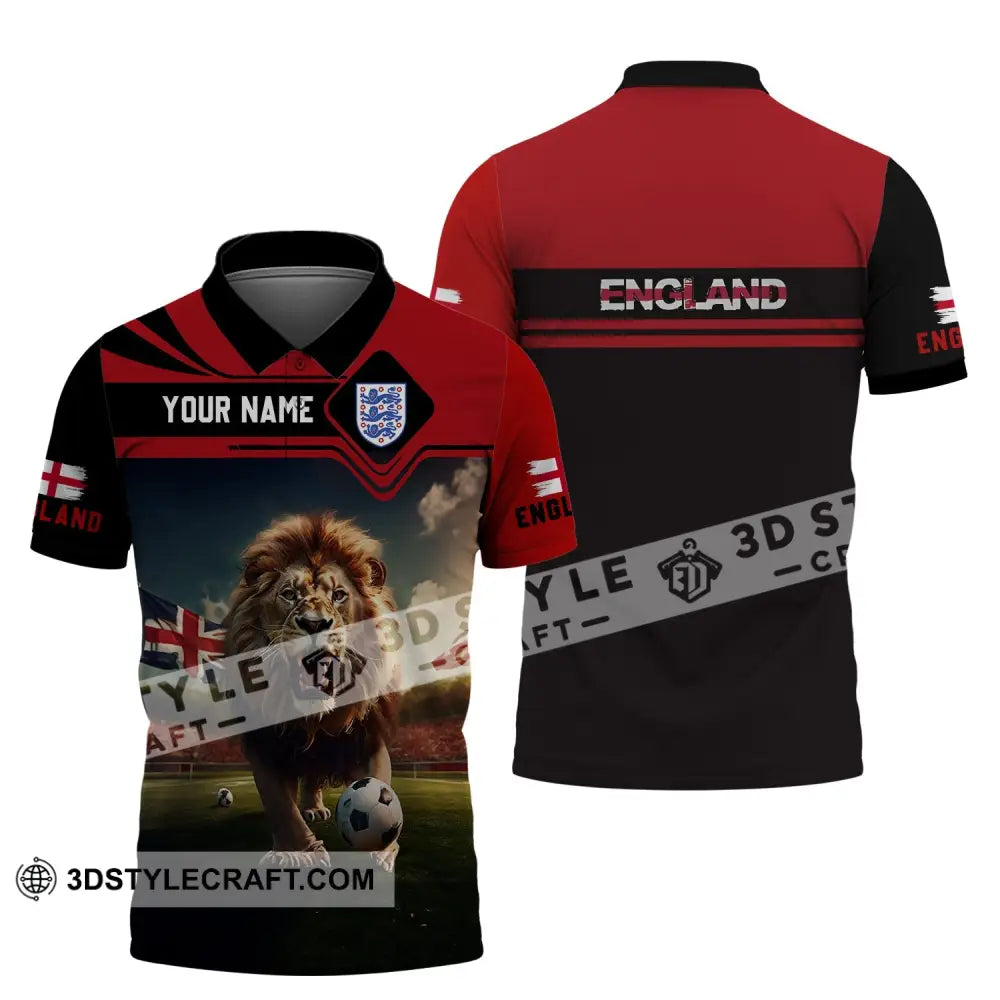 Unisex Shirt - Custom Name And Number Euro 2024 England Team Lover Lion Polo / S T-Shirt