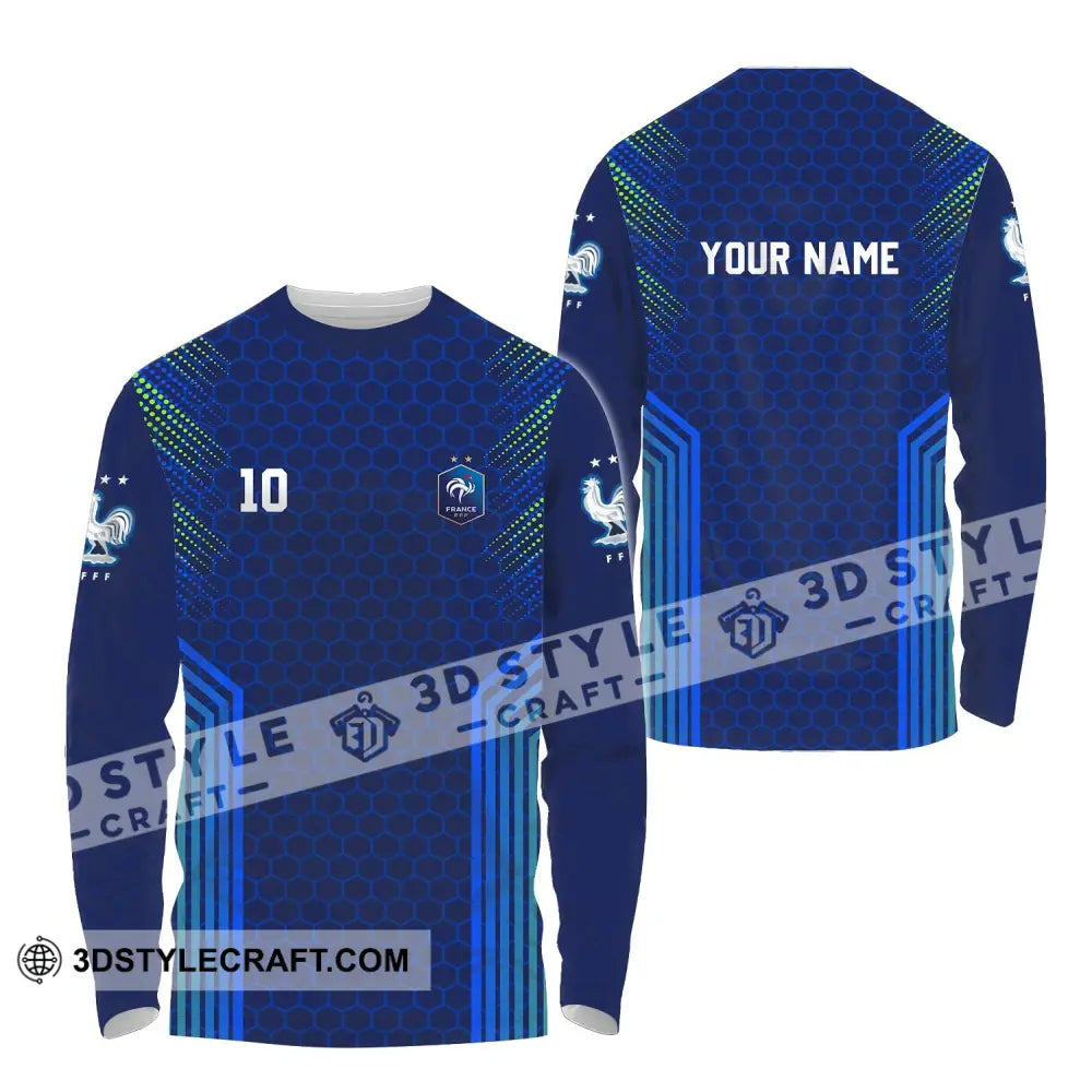 Unisex Shirt - Custom Name And Number Euro 2024 Fff France National Team Long Sleeve / S T-Shirt