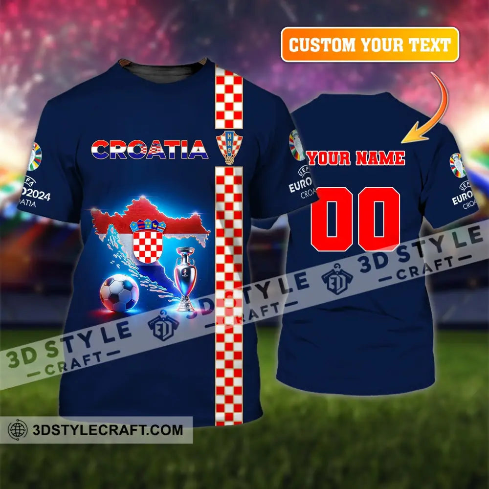 Unisex Shirt Custom Name And Number Euro 2024 Football Croatia Polo Hoodie Long Sleeve T-Shirt