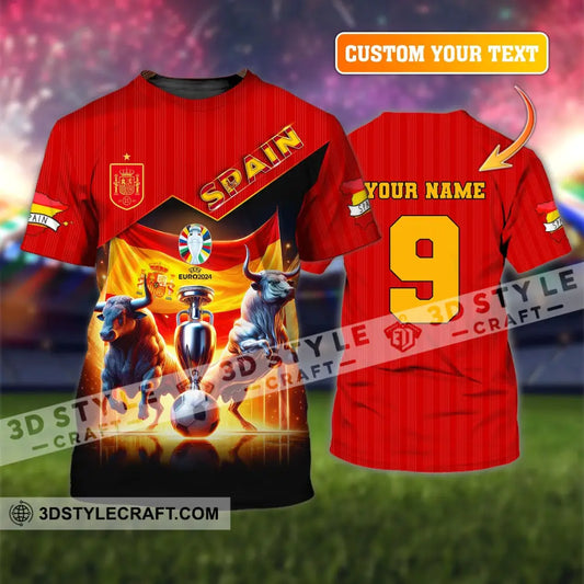 Unisex Shirt Custom Name And Number Euro 2024 Football Spain Polo Hoodie Long Sleeve T-Shirt