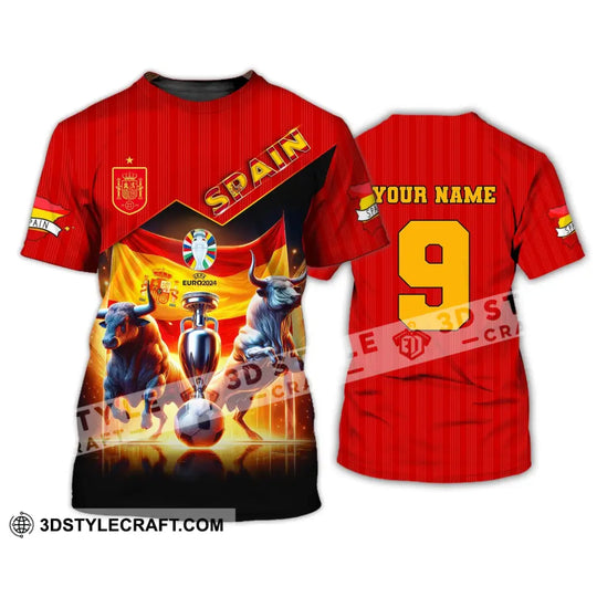 Unisex Shirt, Custom Name and Number Euro 2024 Football Shirt, Spain Football Polo Shirt, Spain Football Hoodie Long Sleeve Shirt style option 3