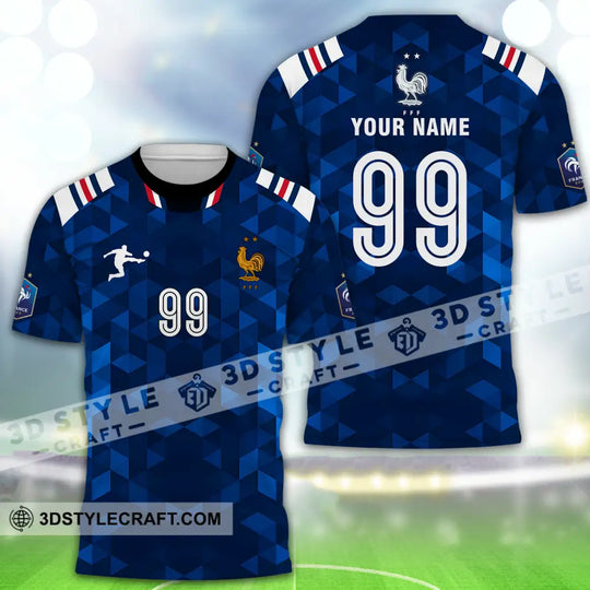 Unisex Shirt - Custom Name And Number Shirt, Euro 2024 France FFF National Team Blue Shirt style option 2