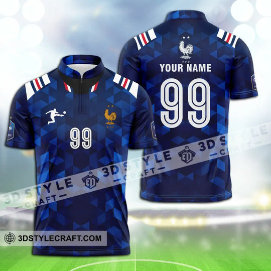 Unisex Shirt - Custom Name And Number Shirt, Euro 2024 France FFF National Team Blue Shirt style option 3