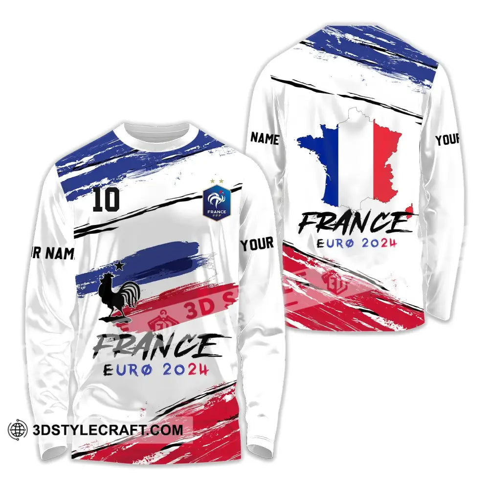 Unisex Shirt - Custom Name And Number Euro 2024 France Long Sleeve / S T-Shirt